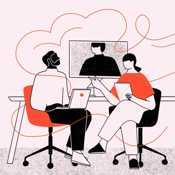 An abstract of people in an office setting