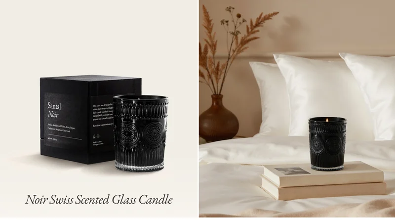 Noir Swiss scented glass candle