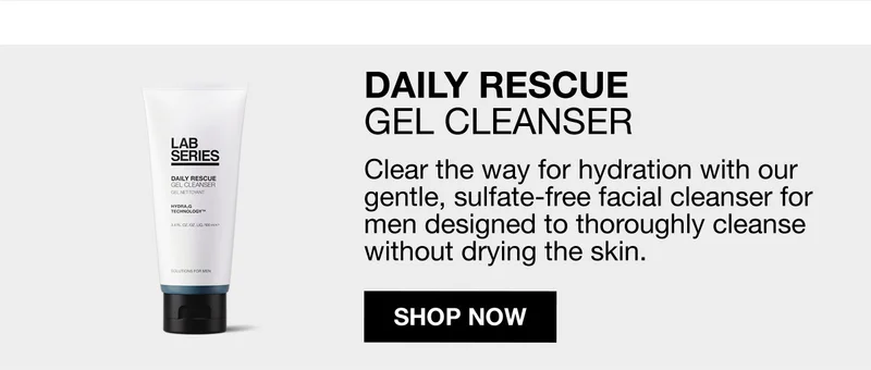 DAILY RESCUE | GEL CLEASNER | Clear the way for hydration with our gentle, sulfate-free facial cleanser for men designed to thoroughly cleanse without drying the skin | SHOP NOW