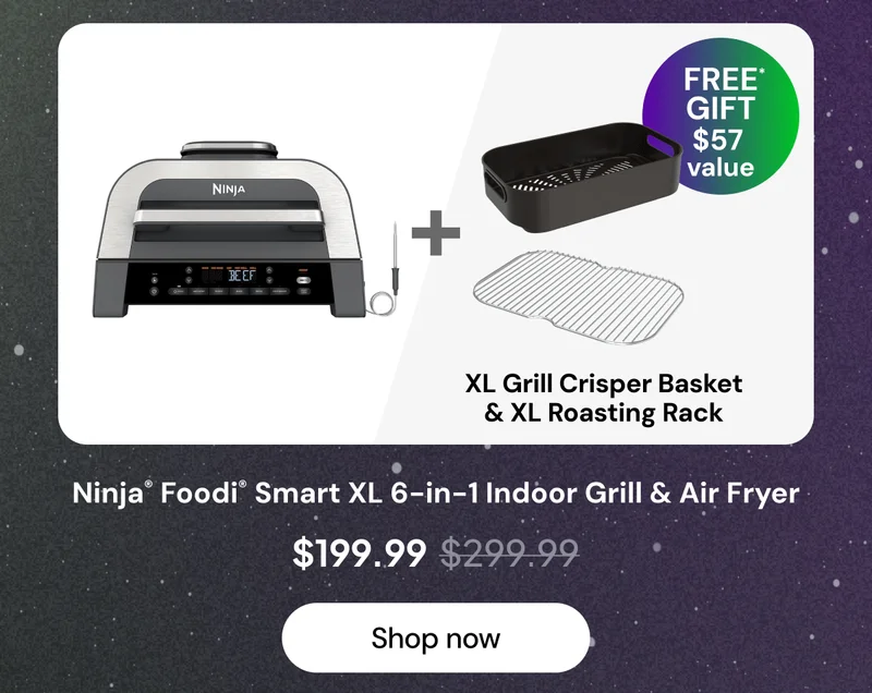 Ninja® Foodi® Smart XL 6-in-1 Indoor Grill & Air Fryer + XL Grill Crisper Basket & XL Roasting Rack