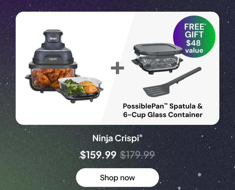 Ninja Crispi® + PossiblePan Spatula & 6-Cup Glass Container