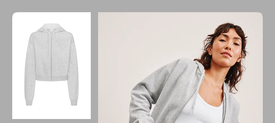 LuxeFleece Zip Up Hoodie in Light Heather Gray