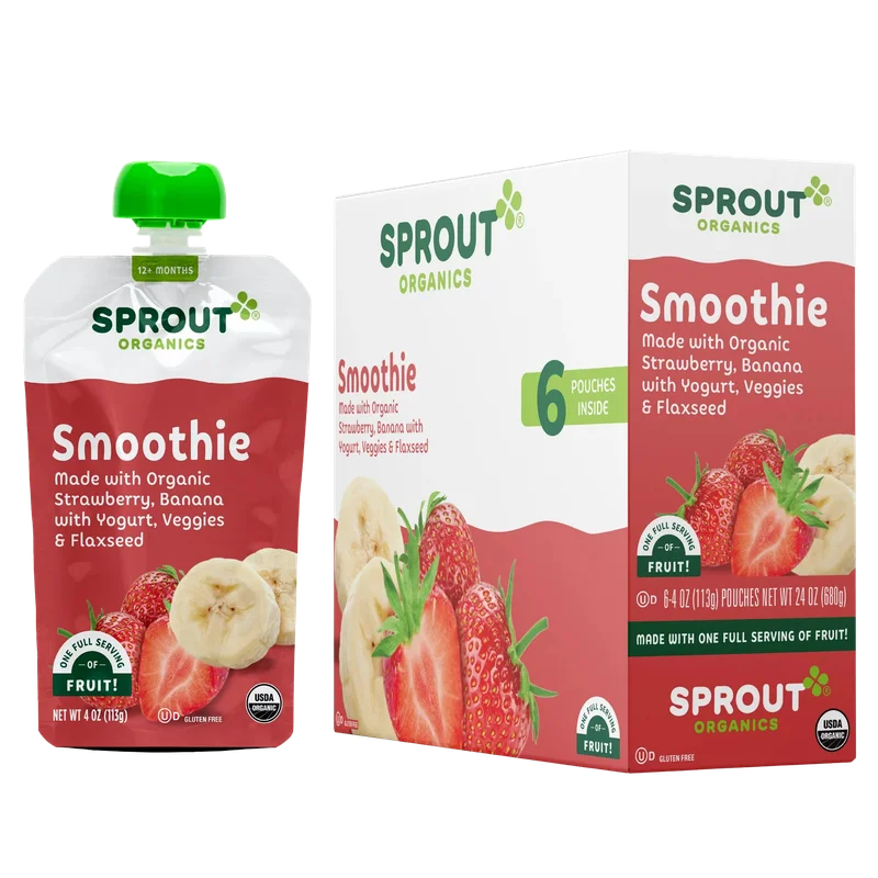 Image of Sprout Organics Smoothie with Strawberry Banana Yogurt Veggies and Flax Seed (12+ Months) (6 Pack)