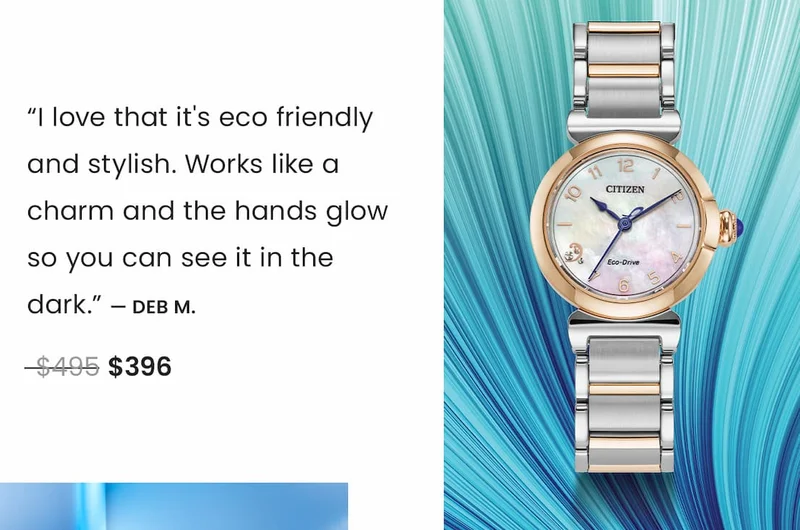 EM1136-87D  Review: “I love that it's eco friendly and stylish. Works like a charm and the hands glow so you can see it in the  dark.” — Deb M.. WAS: $495  NOW: $396