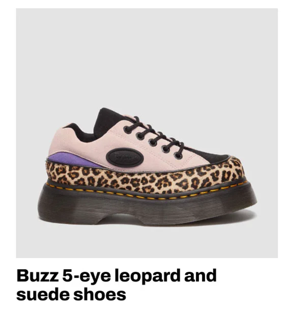 Buzz 5-eye leopard and suede shoes