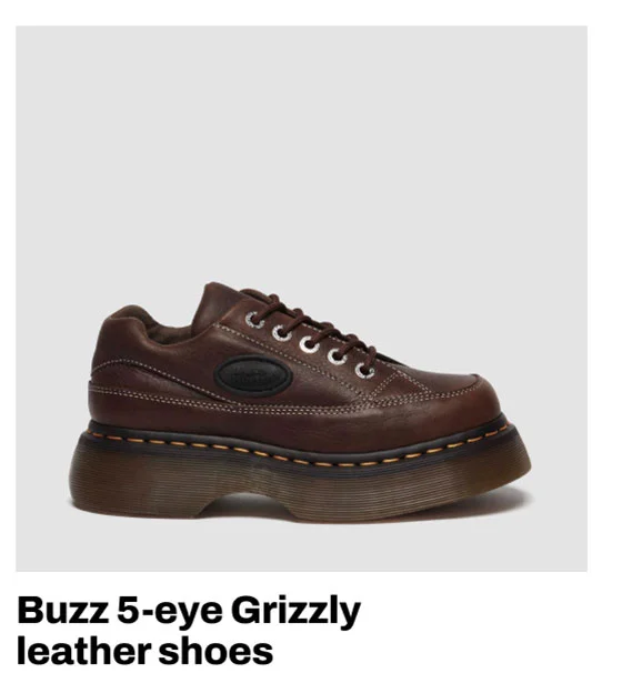 Buzz 5-eye Grizzly leather shoes