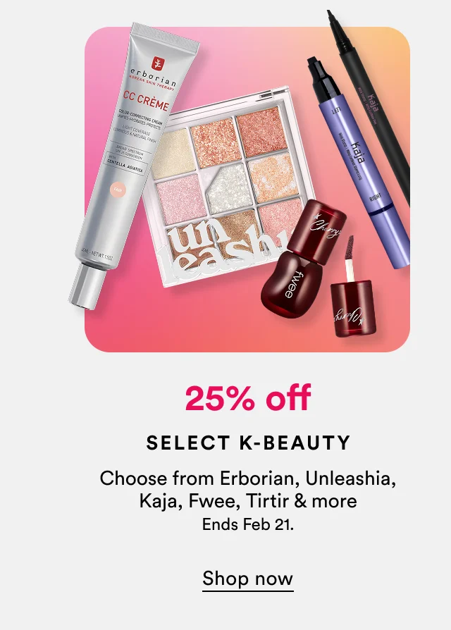 25% off | Select K Beauty | Ends Feb 21