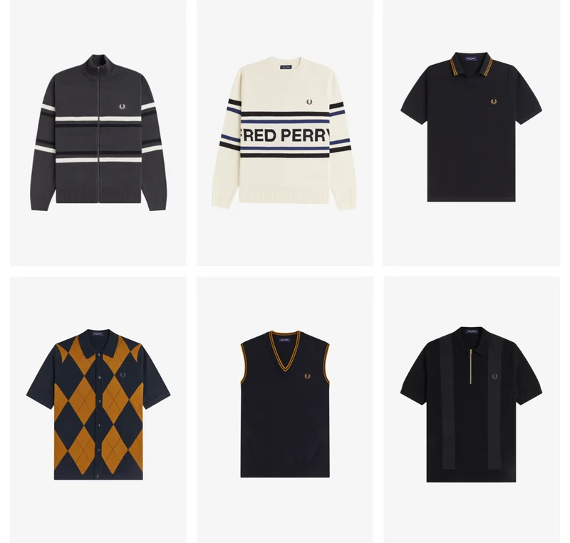 A selection of Fred Perry Knitwear