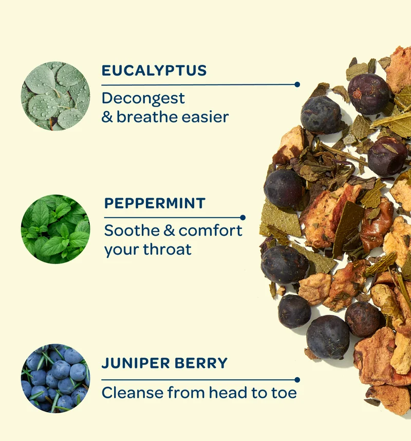 Eucalyptus, Peppermint, Juniper berry