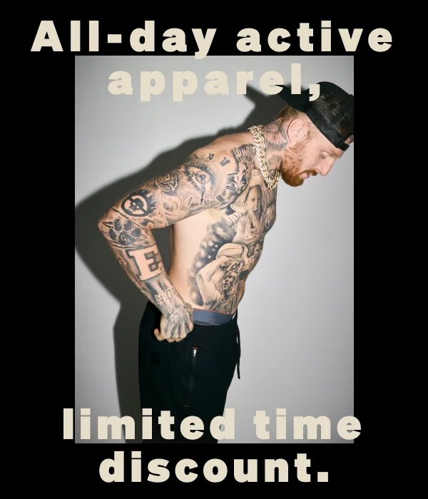 All-day active apparel, limited time discount.