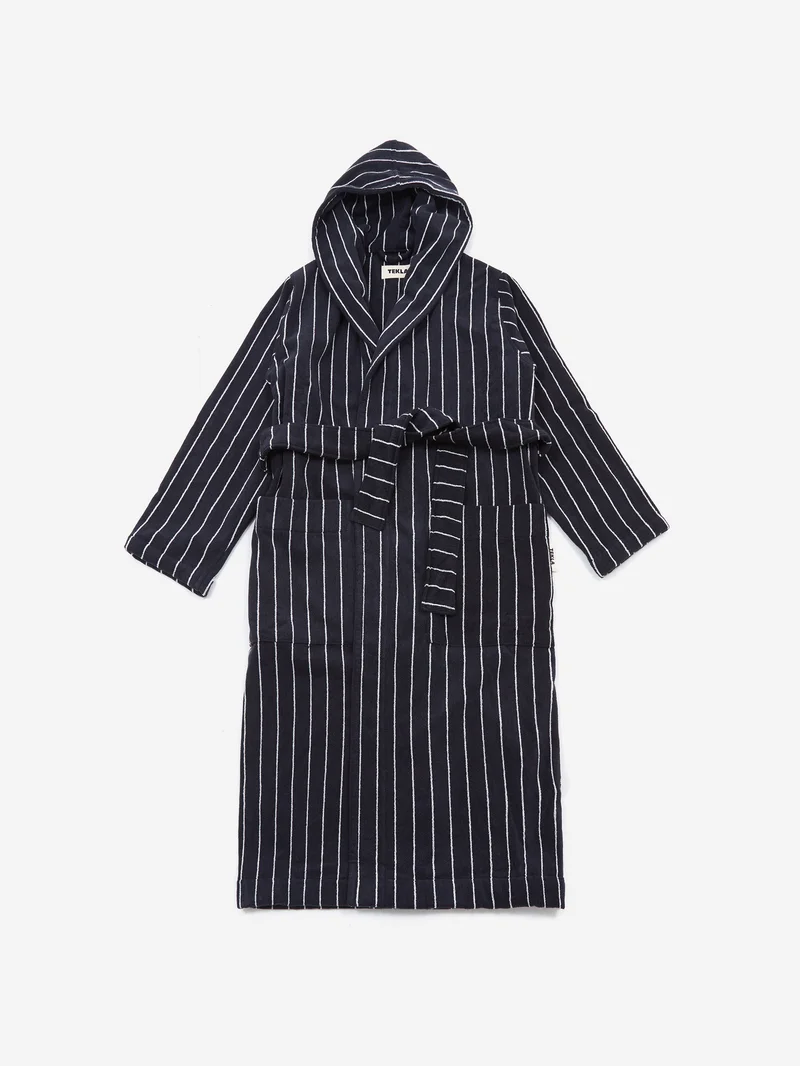 Image of TEKLA Hooded Striped Bathrobe - Antwerp