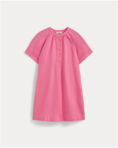 [Image]The Popover Dress in Linen | Deep Pink