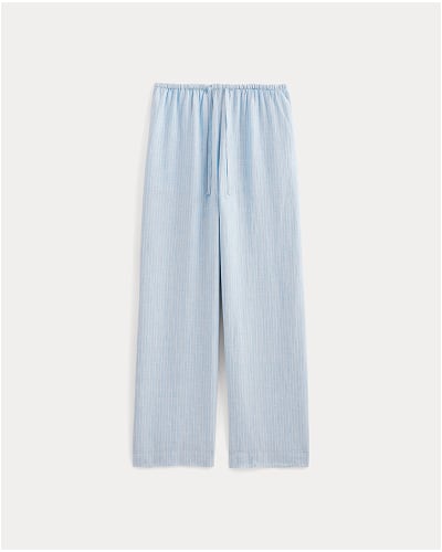 [Image]The Drawstring Pant in Linen | Sky Blue / White
