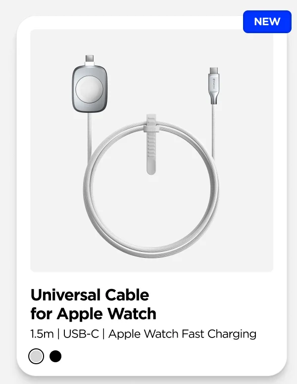 Now Available in White. Universal Cable for Apple Watch available in White and Carbide. Shop Now.