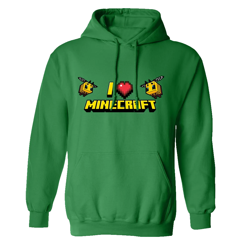 Image of Minecraft I Love Minecraft Bee Pullover Hoodie