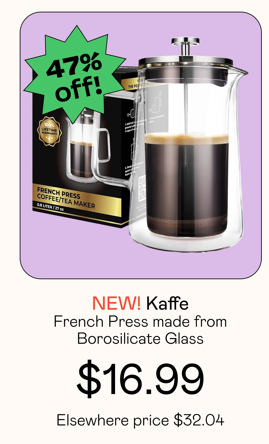 French Press made from Borosilicate Glass