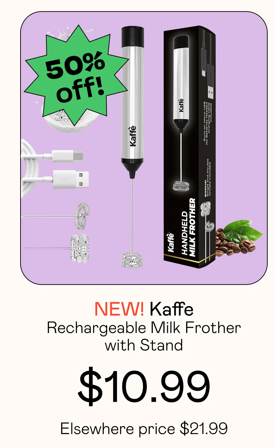 Rechargeable Milk Frother w/ Stand