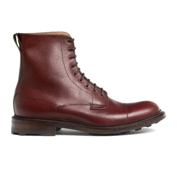 Spitalfields RW Derby Boot in Burgundy Hatched Grain Leather