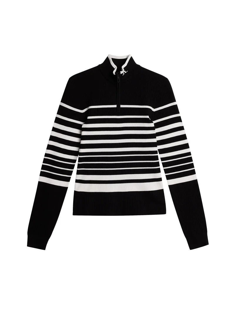 Image of Cheryl Knitted Zip Sweater / Black