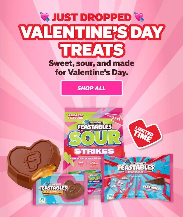 JUST DROPPED: VALENTINE’S DAY TREATS 💘 Sweet, sour, and made for Valentine’s Day. Shop All Valentine's items!