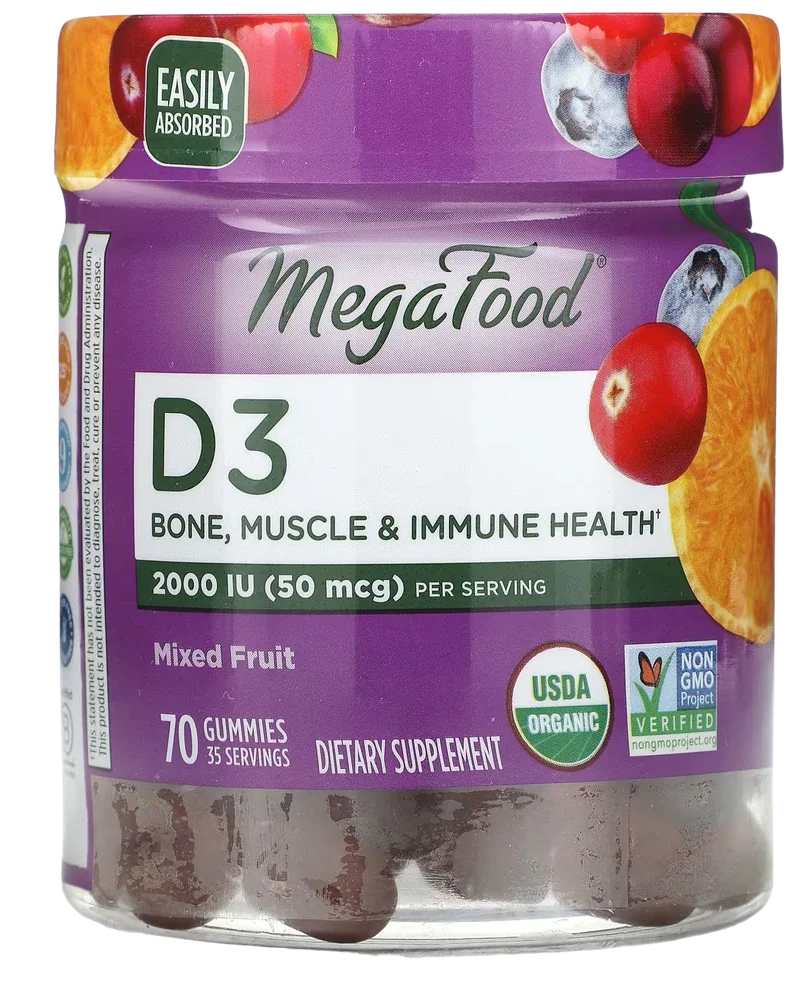 Image of MegaFood Mixed Fruit D3 1000IU Wellness Gummies