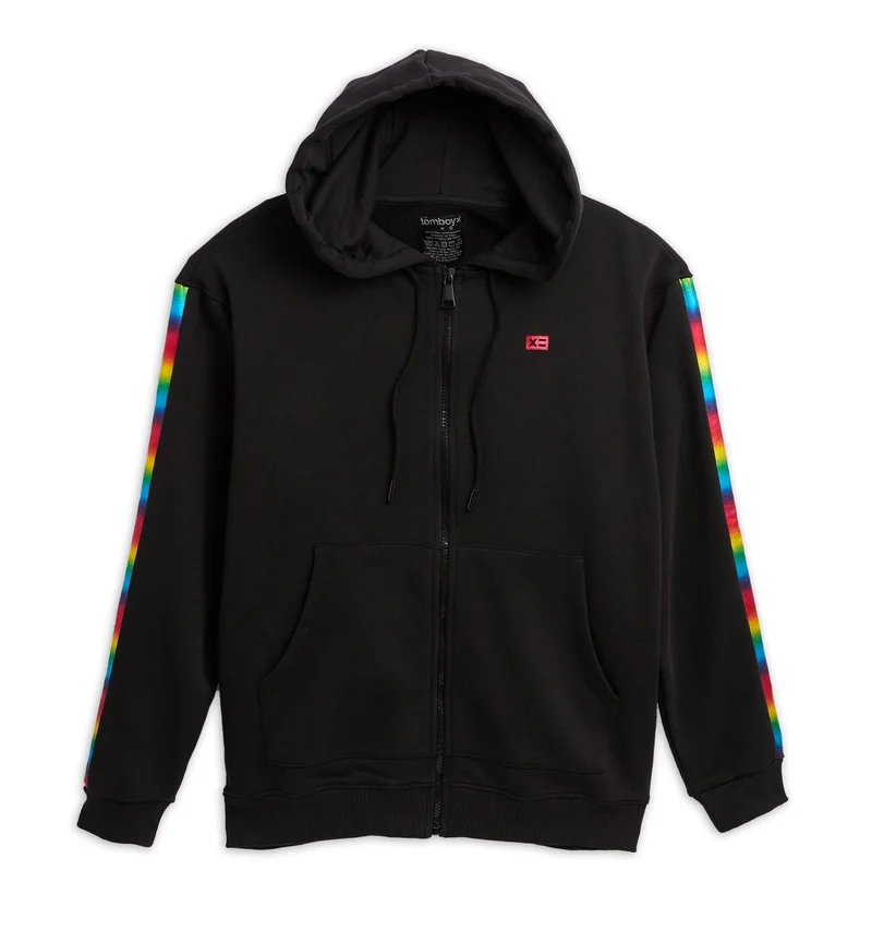 Image of French Terry Zip Up Hoodie - Metallic Rainbow