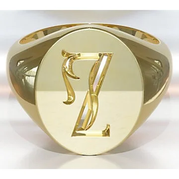 Heights Jewelers 14K Gold Plated Initial Signet Ring