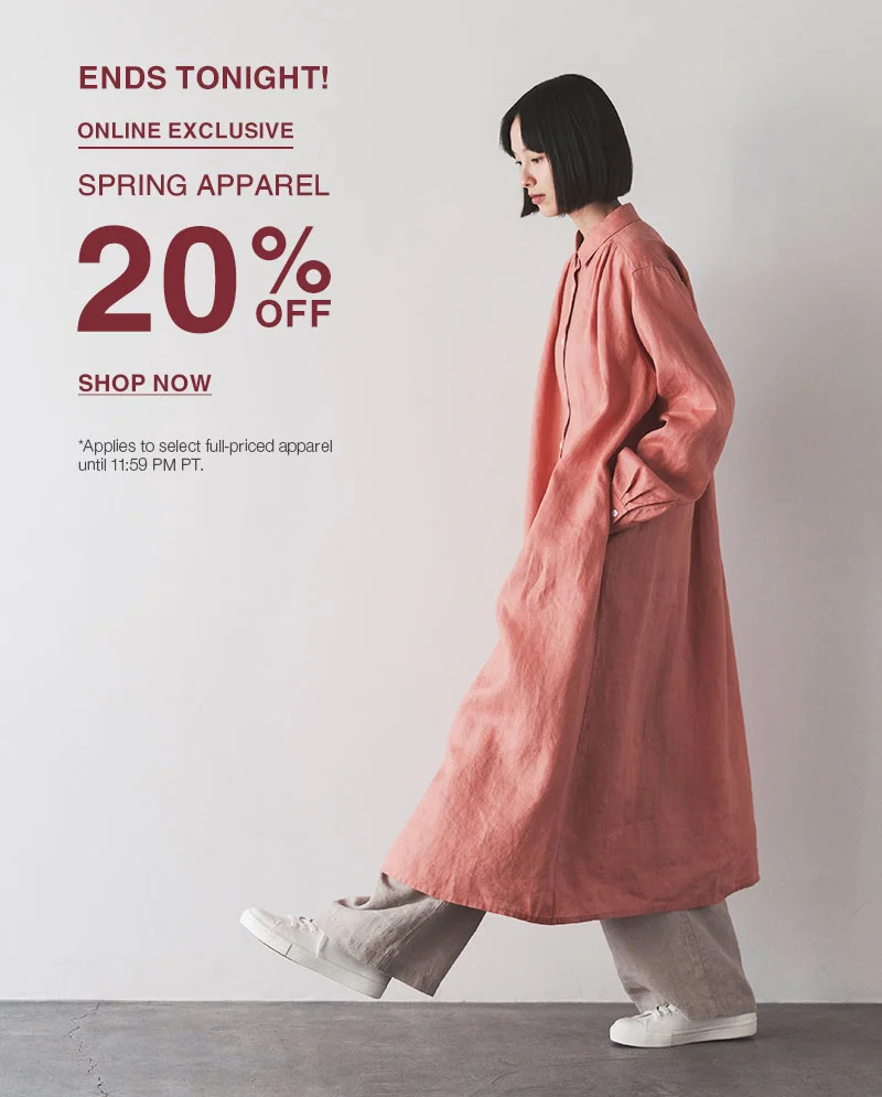 Shop 20% Off Spring Apparel Ending Tonight Online Only!