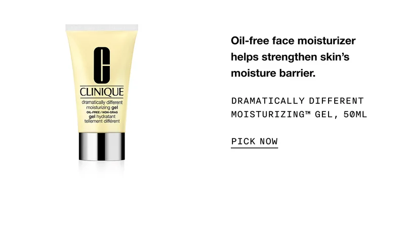 Oil-free face moisturizer helps strengthen skin’s moisture barrier. Dramatically Different Moisturizing™ Gel, 50ml Pick Now