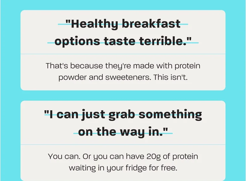 Text discussing healthy breakfast options and protein benefits.