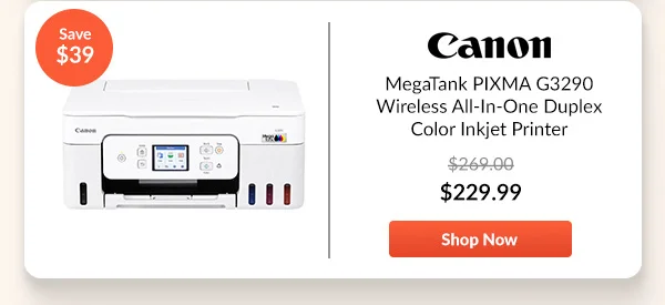 Canon MegaTank PIXMA G3290 Wireless All-In-One Duplex Color Inkjet Printer