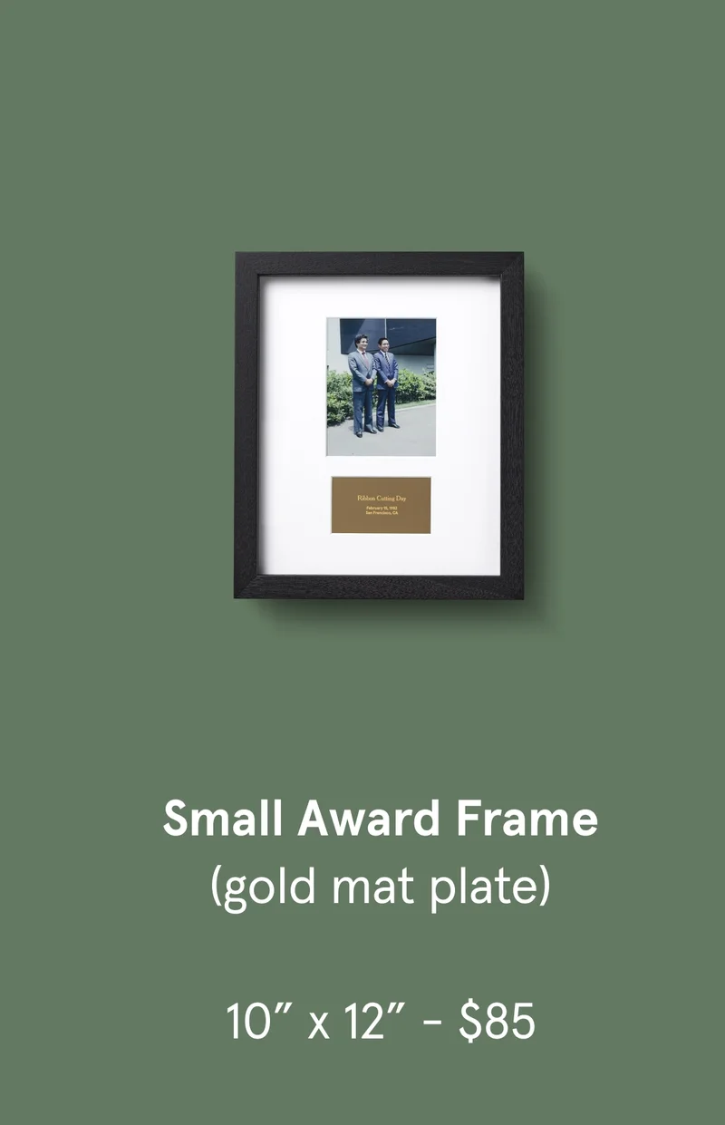 Small Award Frame (gold mat plate)
