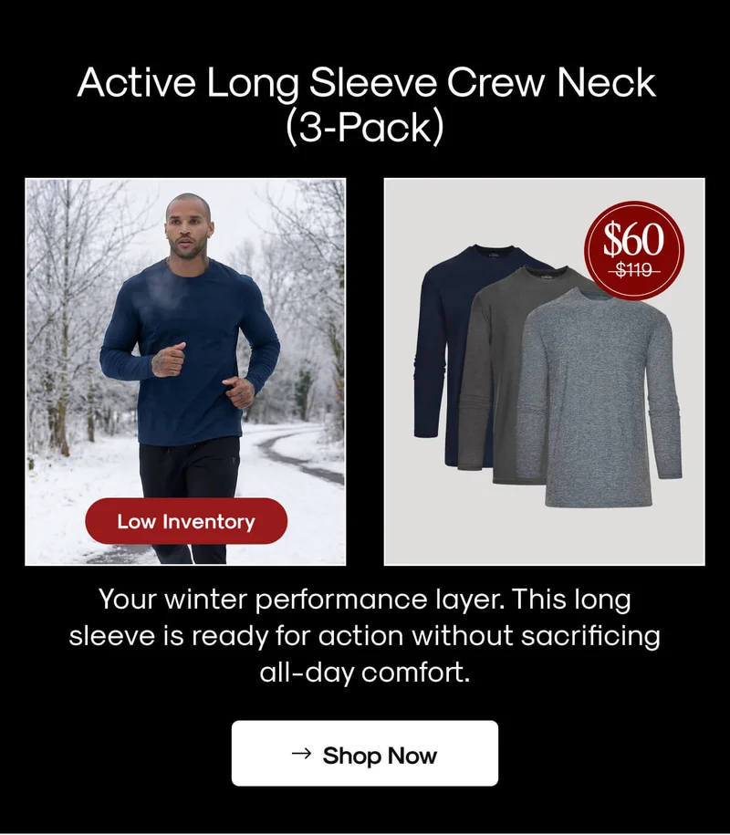 Active Long Sleeve Crew Neck (3‑Pack)