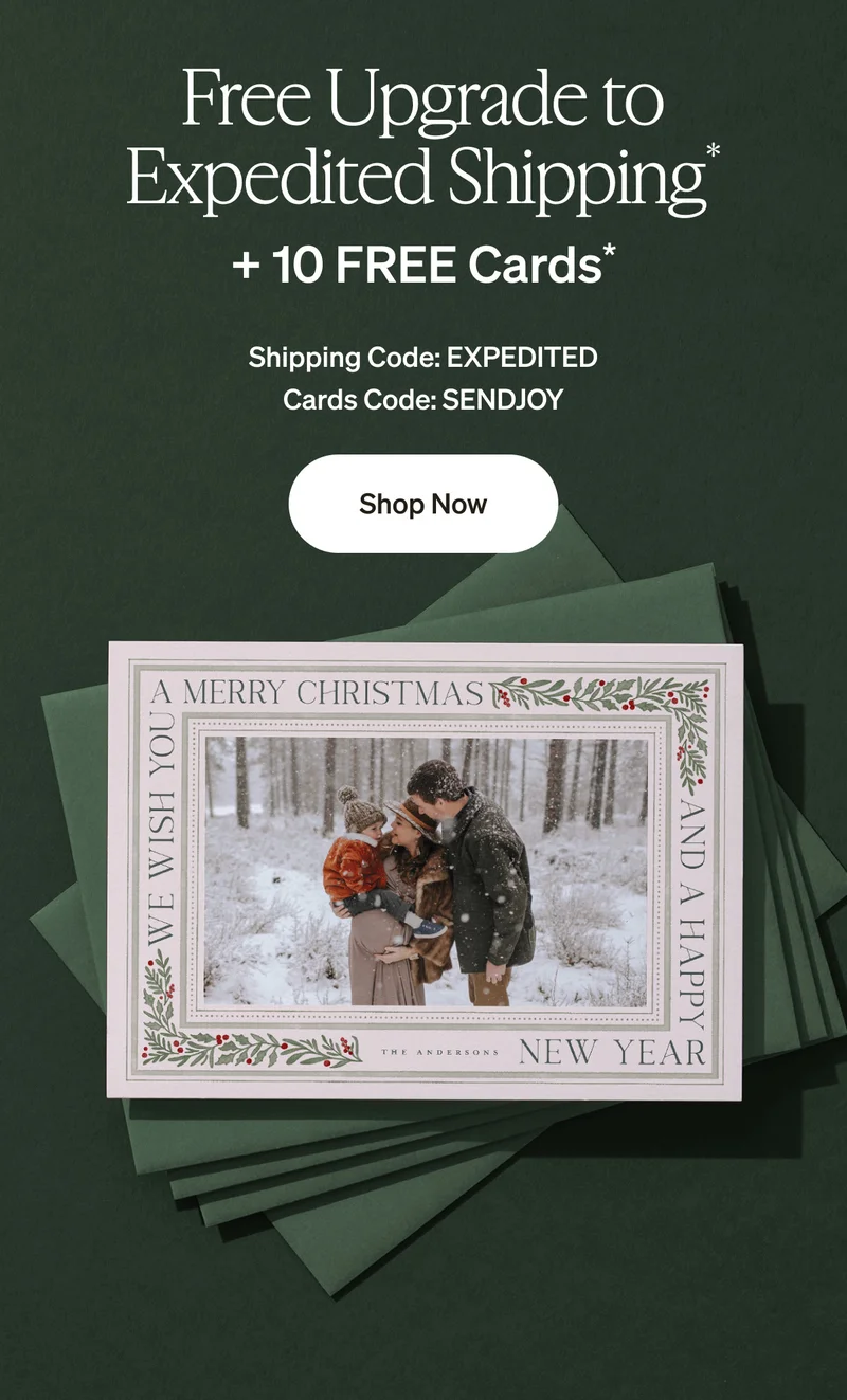 Free Upgrade to Expedited Shipping + 10 Free Cards