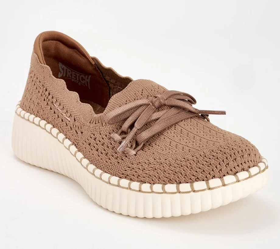 Skechers Wilshire Blvd Scalloped Knit Loafers - Knit Sail