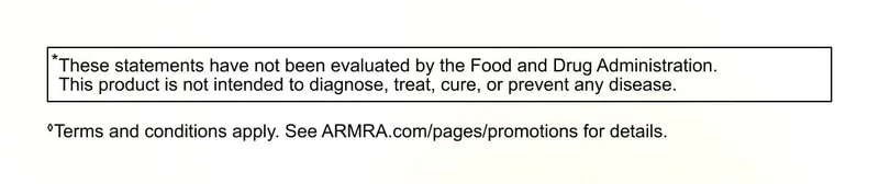 FDA disclaimer stating the product is not intended to diagnose, treat, cure, or prevent disease.