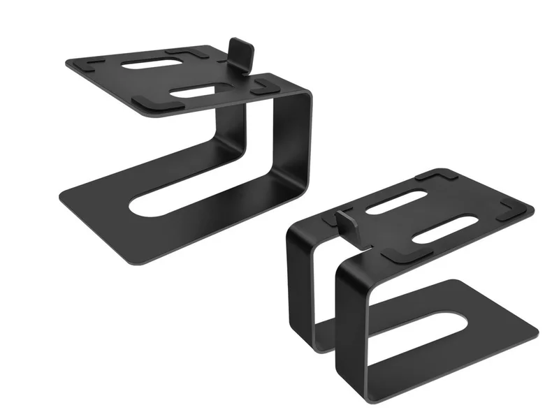 Tilted Metal Desktop Bookshelf Speaker Stands Risers Pair