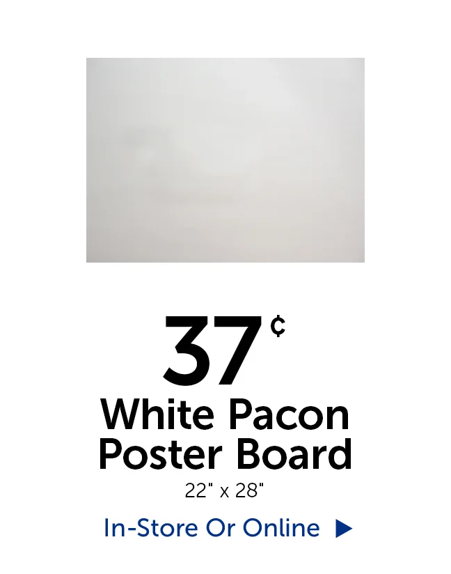 37¢ White Pacon Poster Board - 22" tall by 28" wide