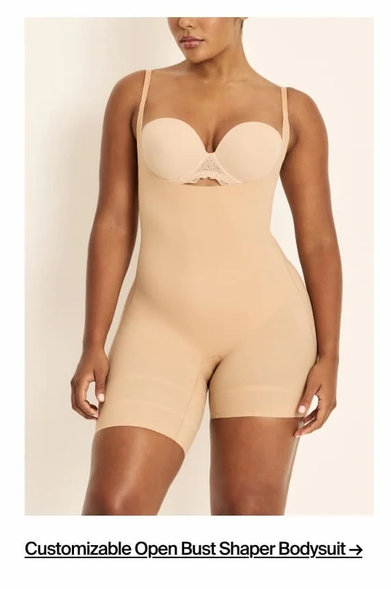 Customizeable Open Bust Shaper Bodysuit ->