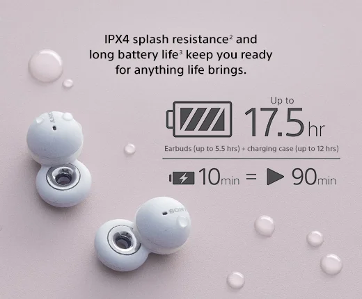IPX4 splash resistance² and long battery life3³ keep you ready for anything life brings.