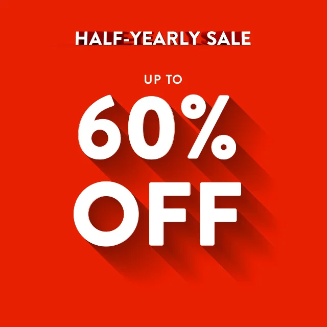 Half-Yearly Sale: up to 60% off.