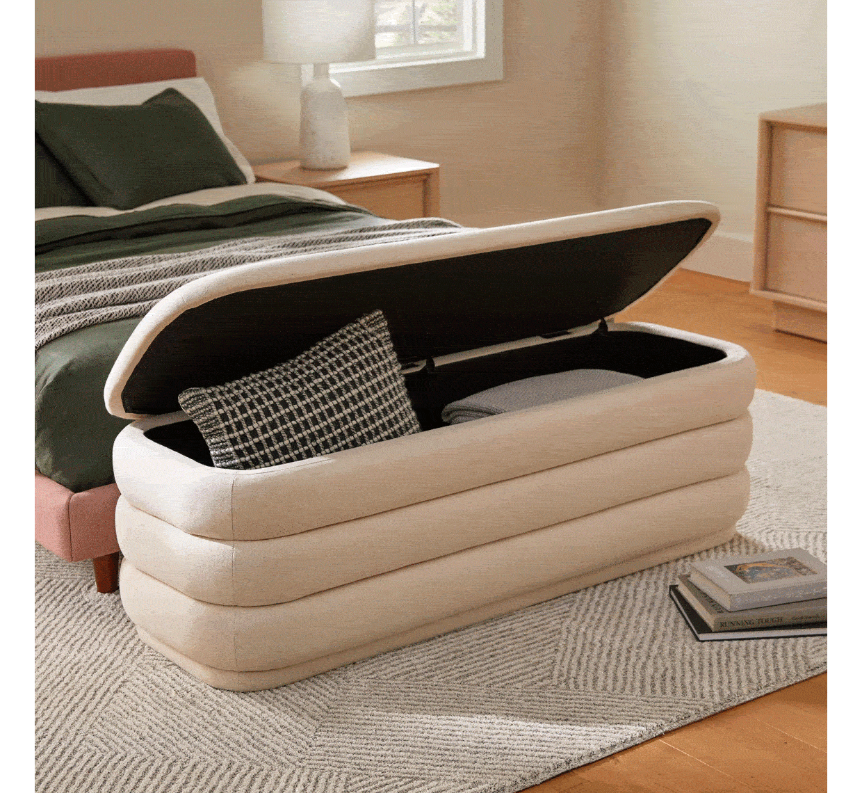 With playful shapes and smooth, bold upholstery, with Rolph dreamily combines contemporary and retro design with everyday functionality.