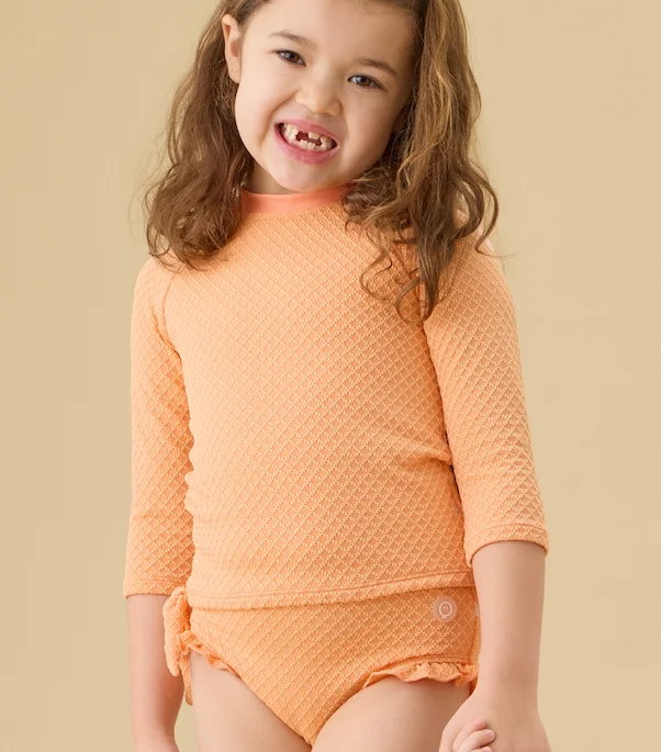 Coral Tide Rashguard & Frilled Bottoms Swimsuit