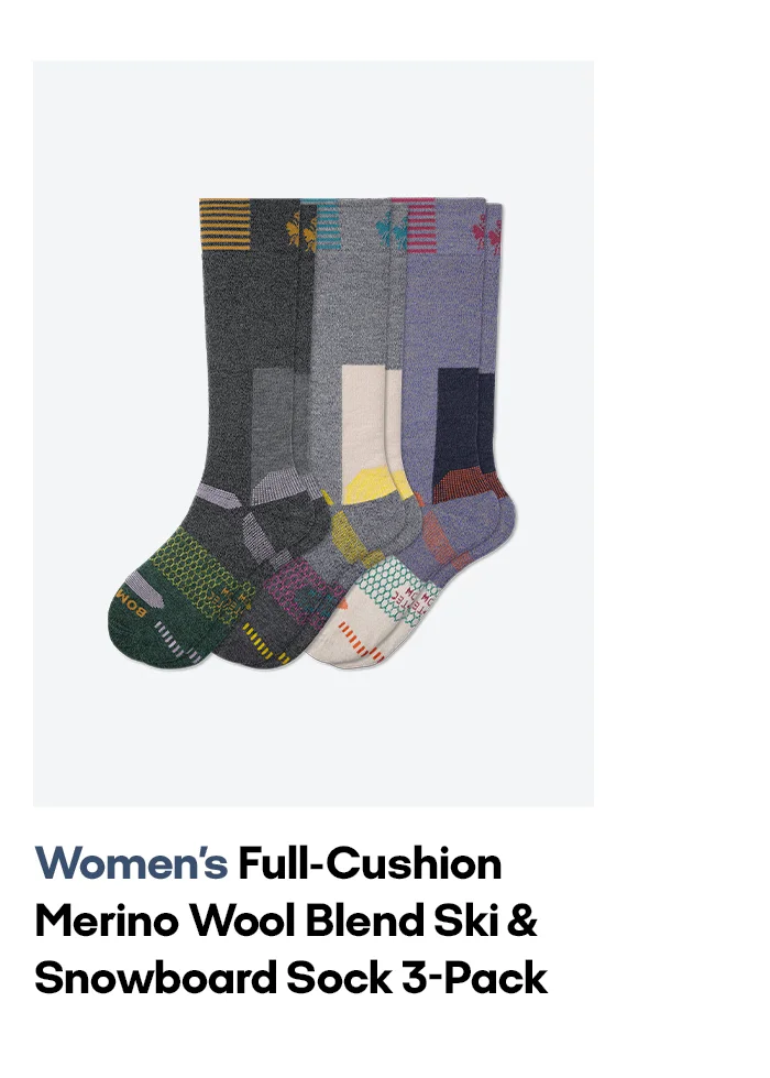 Women's Full-Cushion Merino Wool Blend Ski & Snowboard Sock 3-Pack