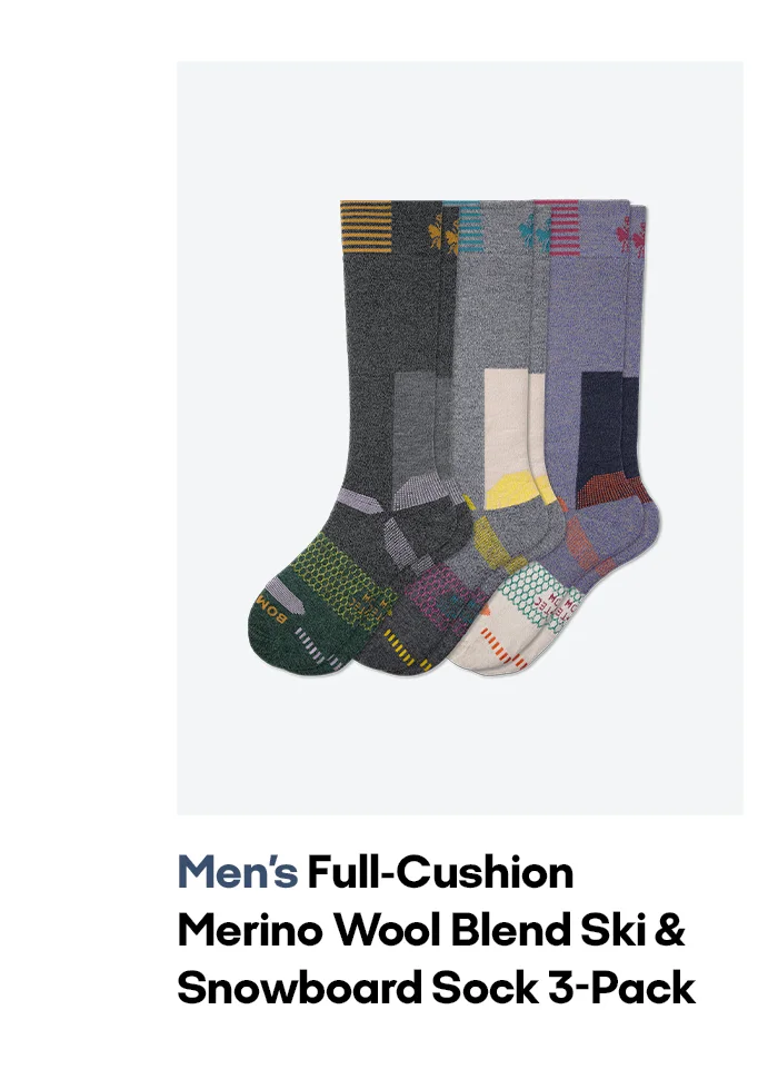 Men's Full-Cushion Merino Wool Blend Ski & Snowboard Sock 3-Pack