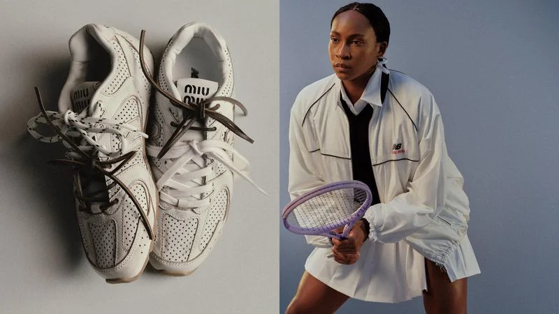 Image may contain: Coco Gauff, Clothing, Footwear, Shoe, Sneaker, Coat, Person, Racket, Sport, Tennis, and Tennis Racket