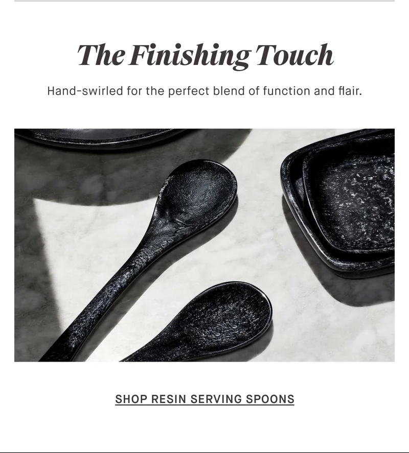 The Finishing Touch Hand-swirled for the perfect blend of function and flair. -- Shop Resin Serving Spoons