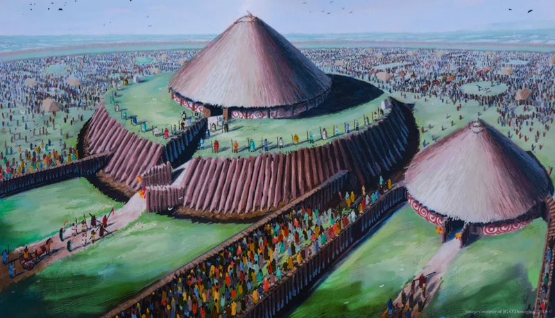 The archaeological site of Rathcroghan displays an artist’s impression of the temple that once stood there. It was the main meeting place of the Connaught kingdom 2,000 years ago.