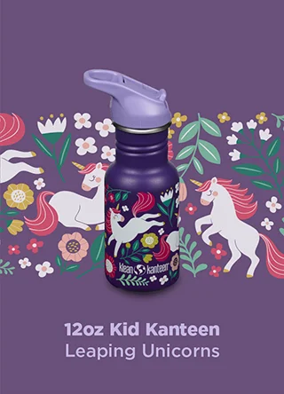 12oz Kids' Bottle - Leaping Unicorns