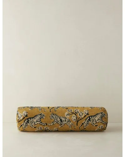 Tiger Jacquard Bolster Pillow by Sarah Sherman Samuel - Gold